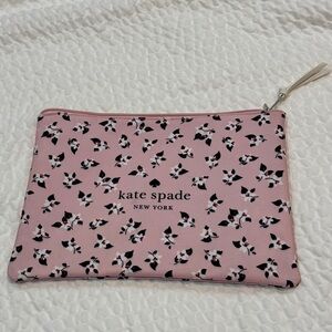 Kate Spade New York Floral Pouch Clutch Make Up Aster Print Pink Navy Clean  🌸🫐